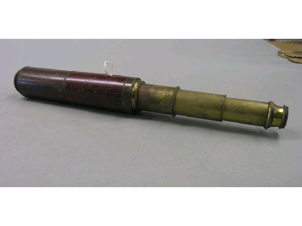 Appraisal: A Dollond of London telescope brass with mahogany barrel opening