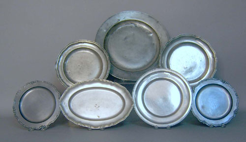 Appraisal: Seven pewter plates and chargers th th c