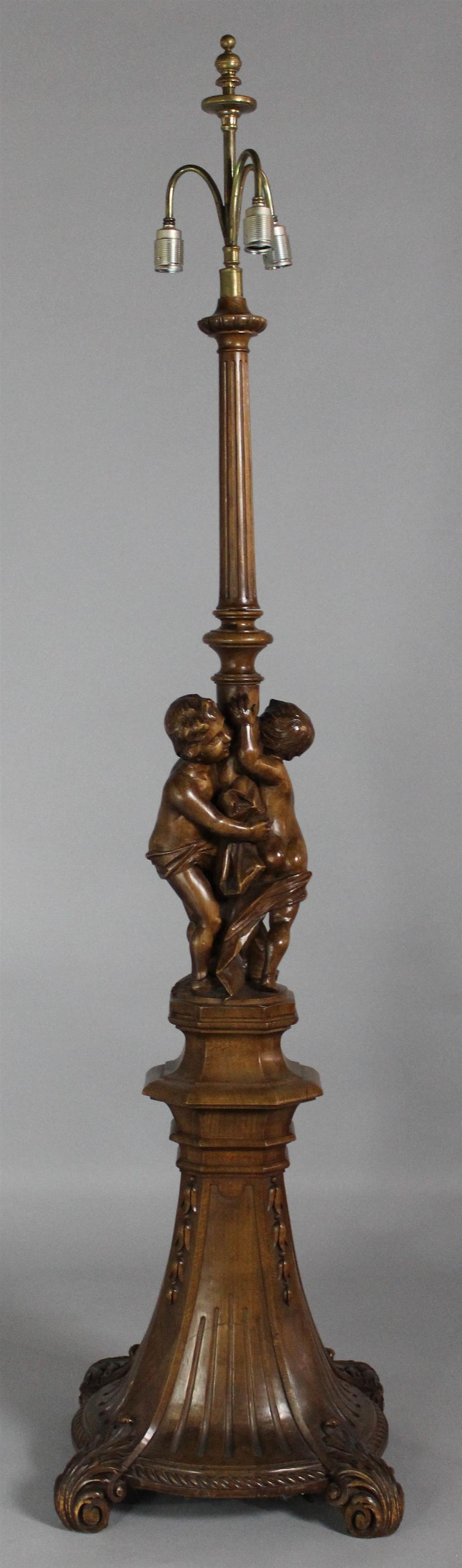 Appraisal: BAROQUE STYLE BEECHWOOD FIGURAL FLOOR LAMP h x dia in