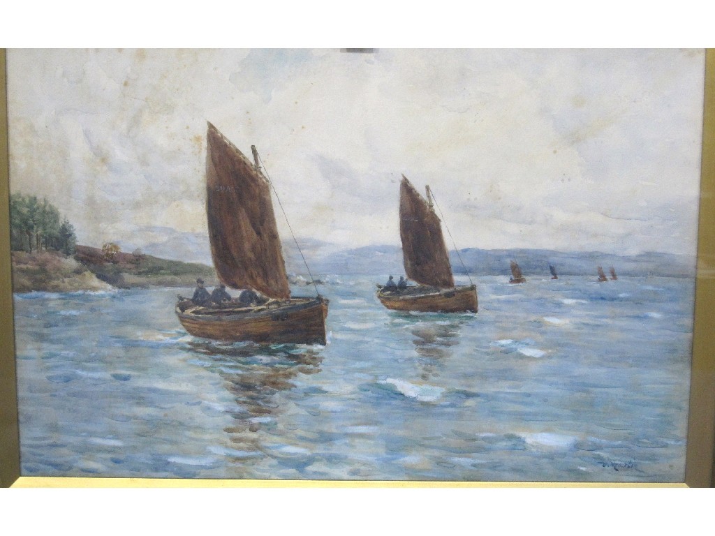 Appraisal: DAVID MARTIN Watercolour 'Loch Fyne Skiffs' signed