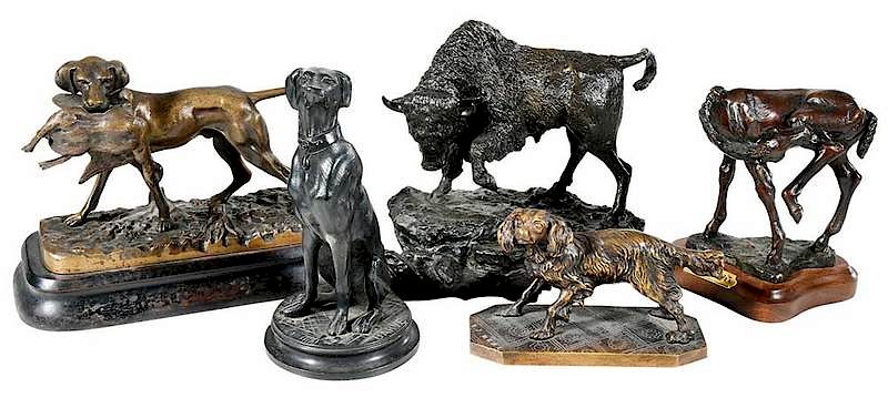 Appraisal: Five Small Animal Bronzes early to late th century Whippet