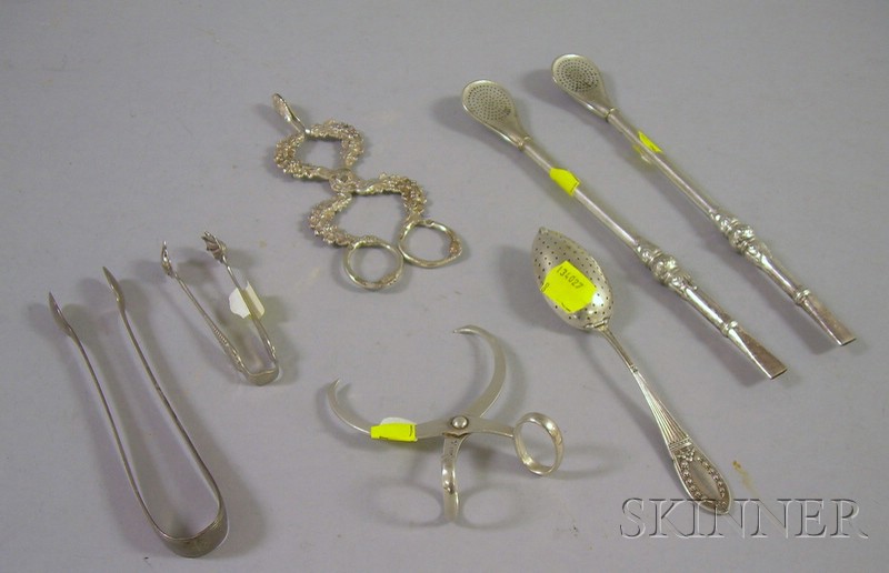 Appraisal: Group of Silver and Silver Plated Serving Items four pairs