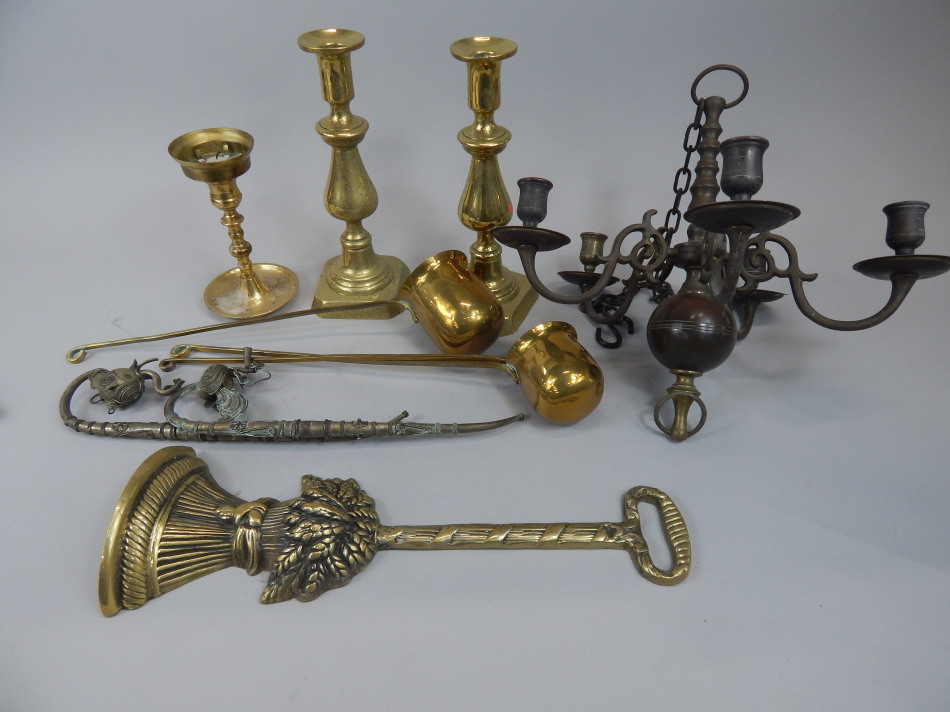 Appraisal: Various items of metalware to include a brass five branch