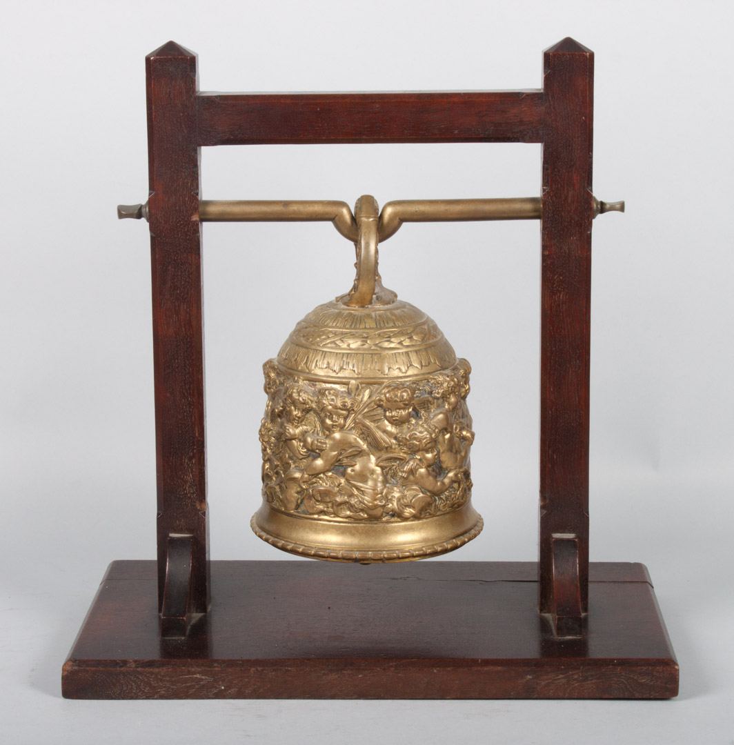 Appraisal: Continental cast brass bell late th century with putti relief