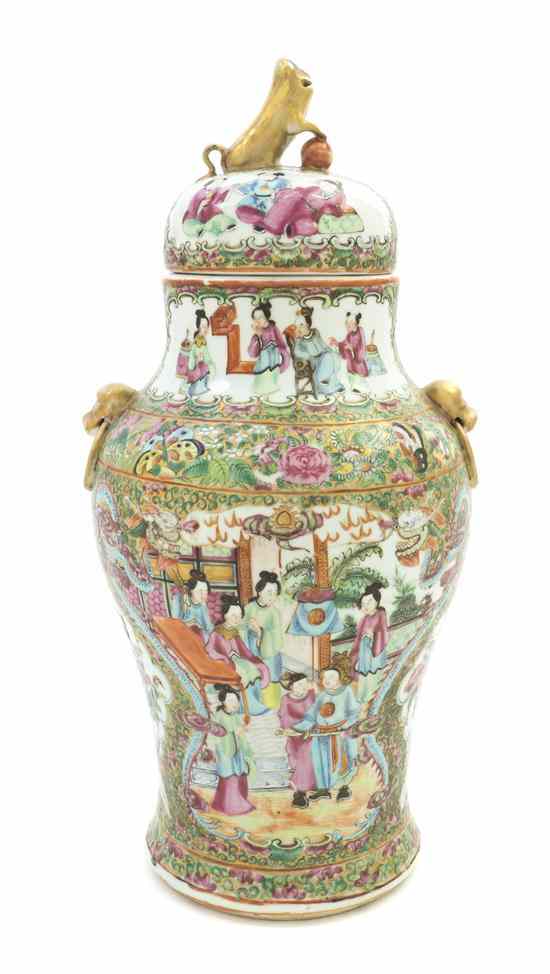 Appraisal: A Rose Medallion Lidded Vase of baluster form having enameled