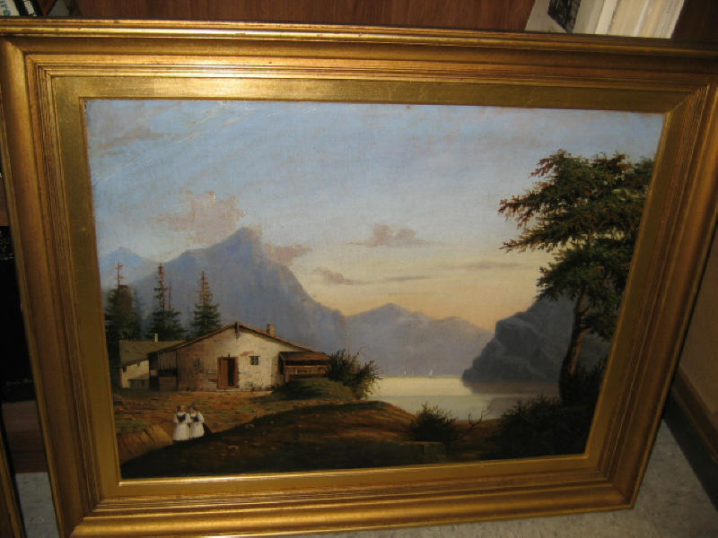 Appraisal: GERMAN SCHOOL TH CENTURY Alpine landscape with lake oil on