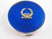 Appraisal: A silver box with blue guilloche enamel decoration spurious Russian