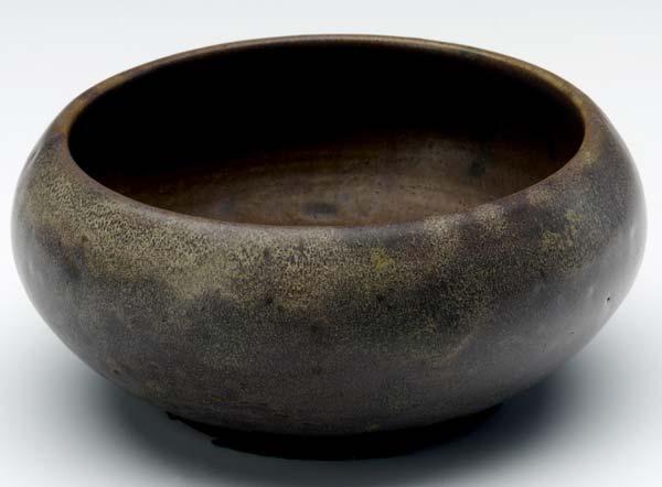 Appraisal: CHARLES FERGUS BINNS Squat bowl covered in frothy brown glaze