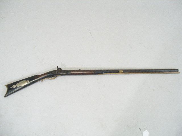 Appraisal: Antique Percussion Long Rifle unmarked percussion long-rifle th c maple