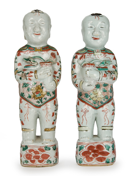 Appraisal: Pair of Chinese Famille Verte Glazed Porcelain Celestial Twins Estimate