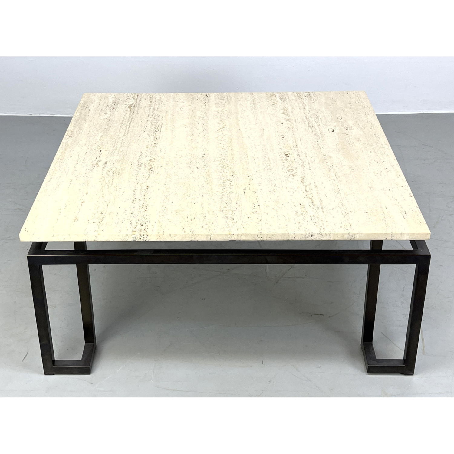 Appraisal: Francois Catroux style Coffee Table Travertine and brass cocktail table