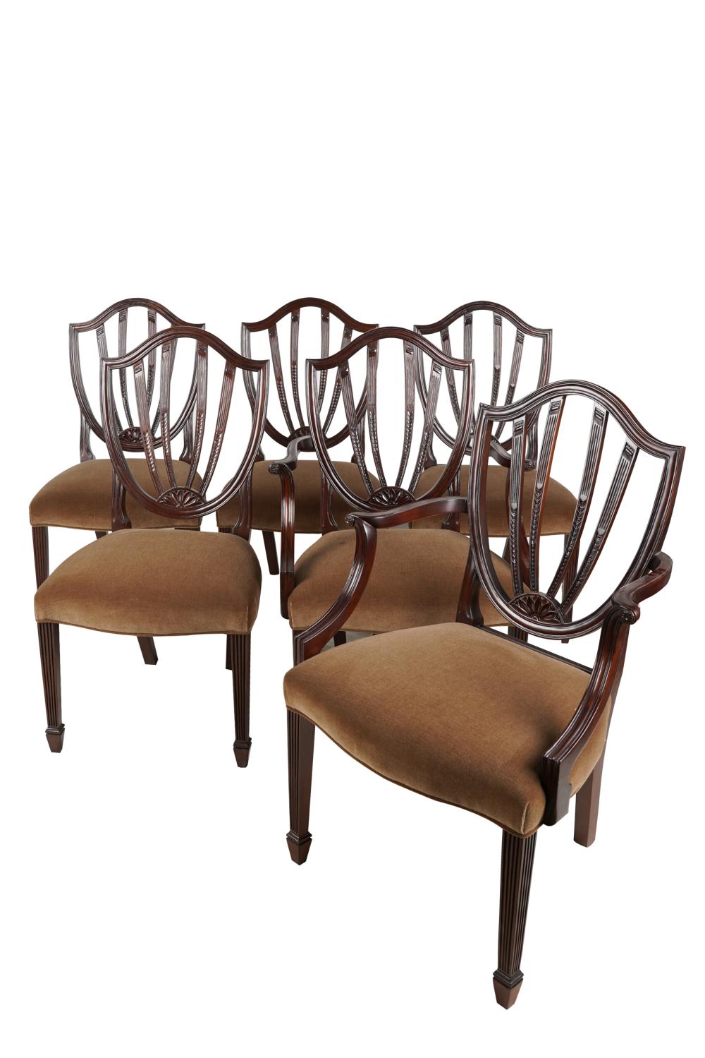 Appraisal: SIX BAKER MAHOGANY DINING CHAIRSHistorical Charleston Reproductions collection comprising two