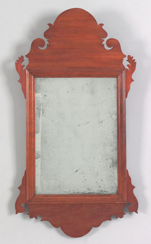 Appraisal: Chippendale mahogany looking glass ca with a scrolled crest and