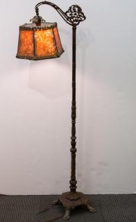 Appraisal: Art Nouveau Mica Shade Iron Standing Lamp Antique Arts Crafts