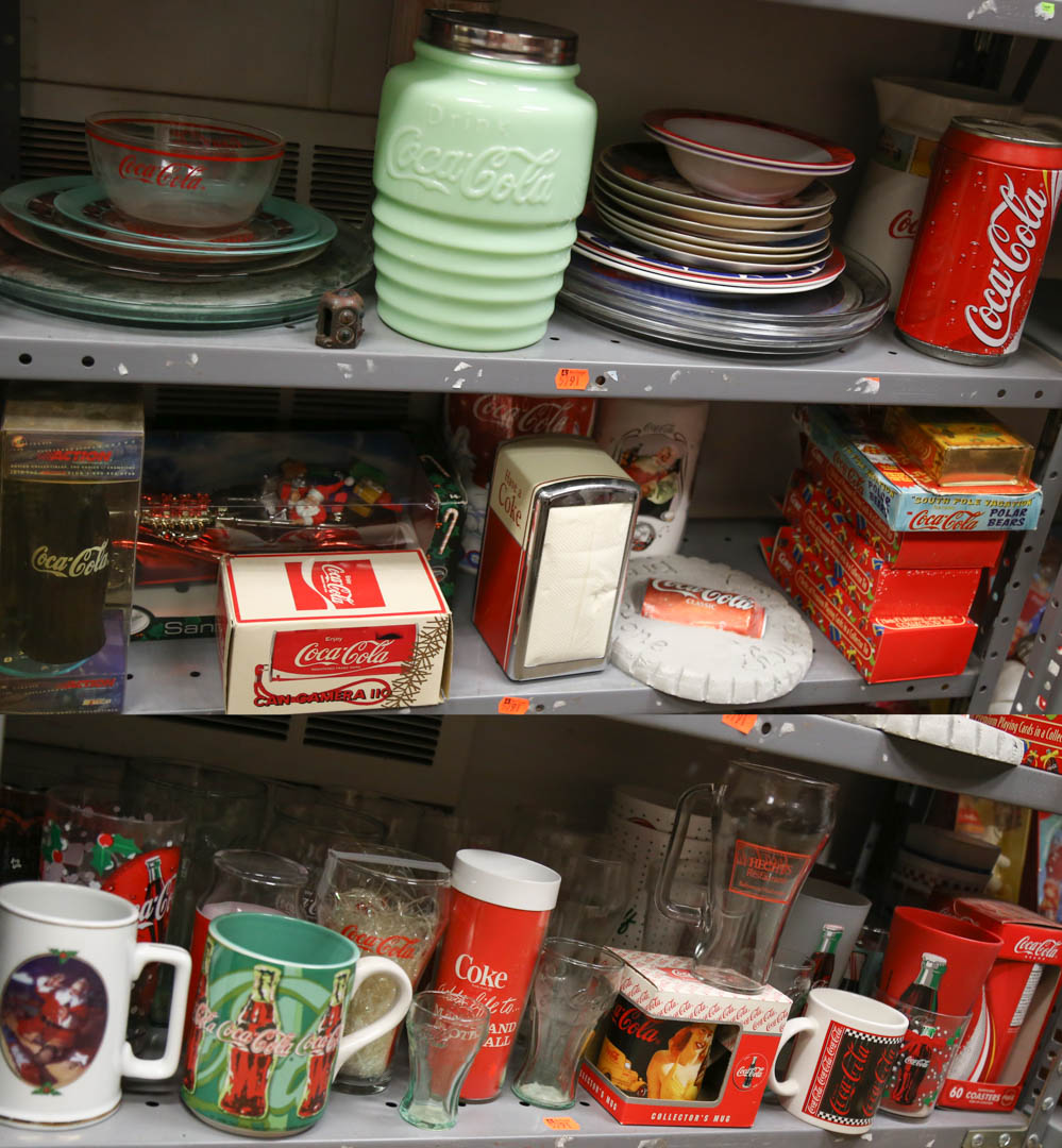 Appraisal: Three shelves of Coca-Cola collectibles Undernumber