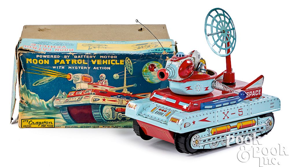 Appraisal: Cragston lithograph tin Moon Patrol vehicle Cragston battery-operated lithograph tin