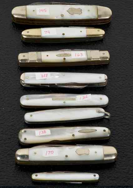 Appraisal: Pocket Knives Lot of Nine with Pearl Handles Lot includes