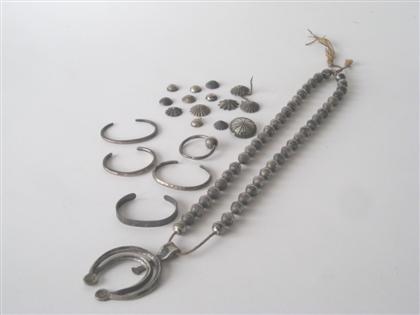 Appraisal: Group of Indian silver items Including necklace four bracelets thirteen