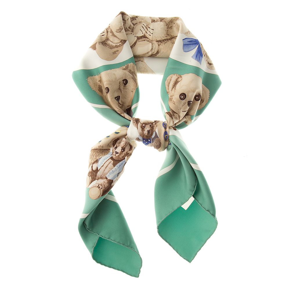 Appraisal: A Hermes Confidents Des Coeurs Scarf Sage and multicolor Hermes