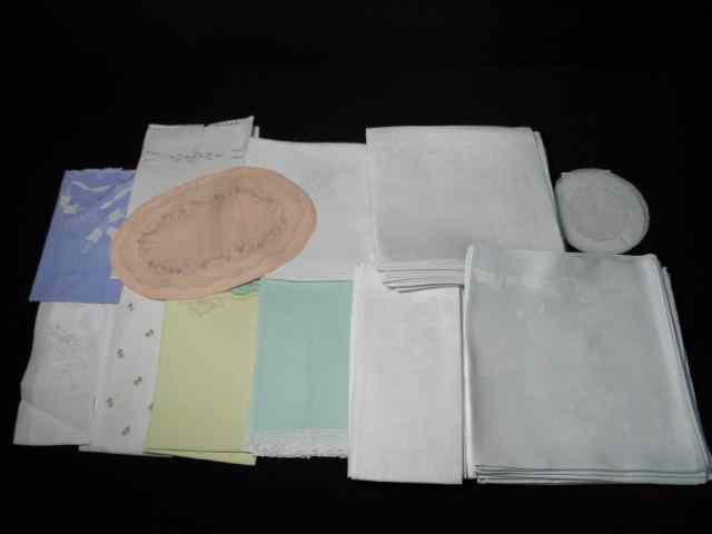 Appraisal: Lot of assorted estate linens Includes set of Belgian white