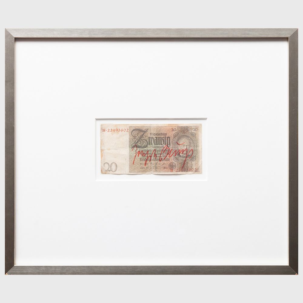 Appraisal: Joseph Beuys - Untitled Bank note signed in ink x