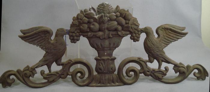 Appraisal: Pr cast iron crests with two flanking a fruit compote