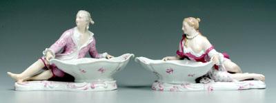 Appraisal: Pair Meissen sweetmeat stands male and female figures decorated in