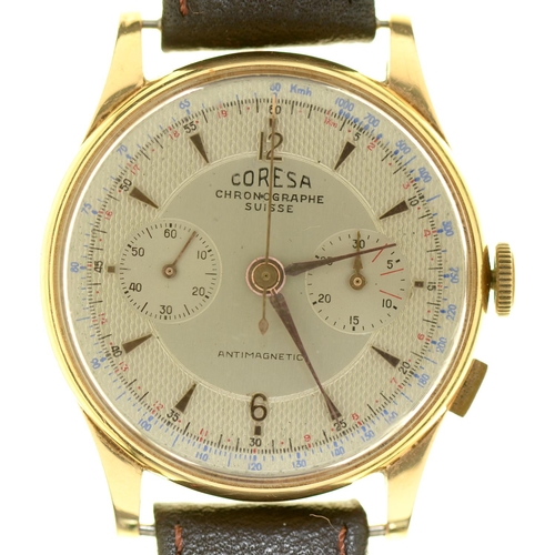 Appraisal: A Coresa ct gold gentleman's chronograph wristwatch mid th c