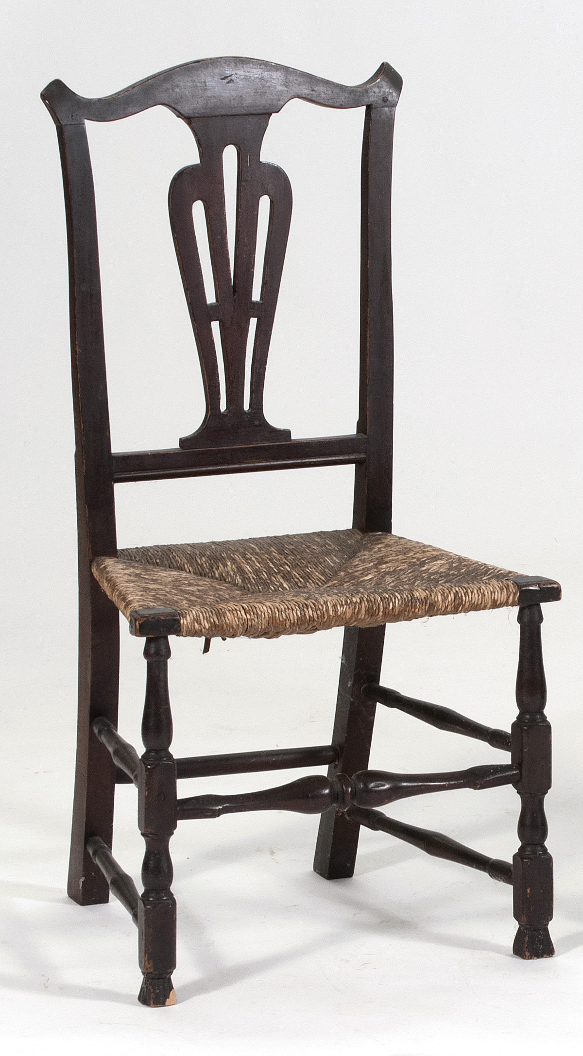 Appraisal: ANTIQUE AMERICAN QUEEN ANNE RUSH-SEAT SIDE CHAIR Circa Under old