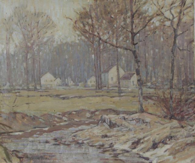 Appraisal: Signed Early th C Oil on Canvas WinterLandscape Faintly and