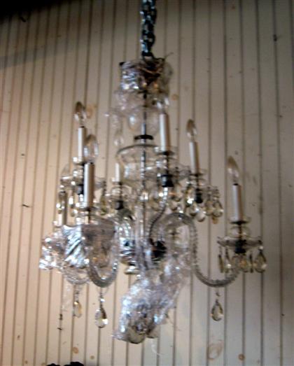 Appraisal: Continental clear glass eight-arm chandelier th century