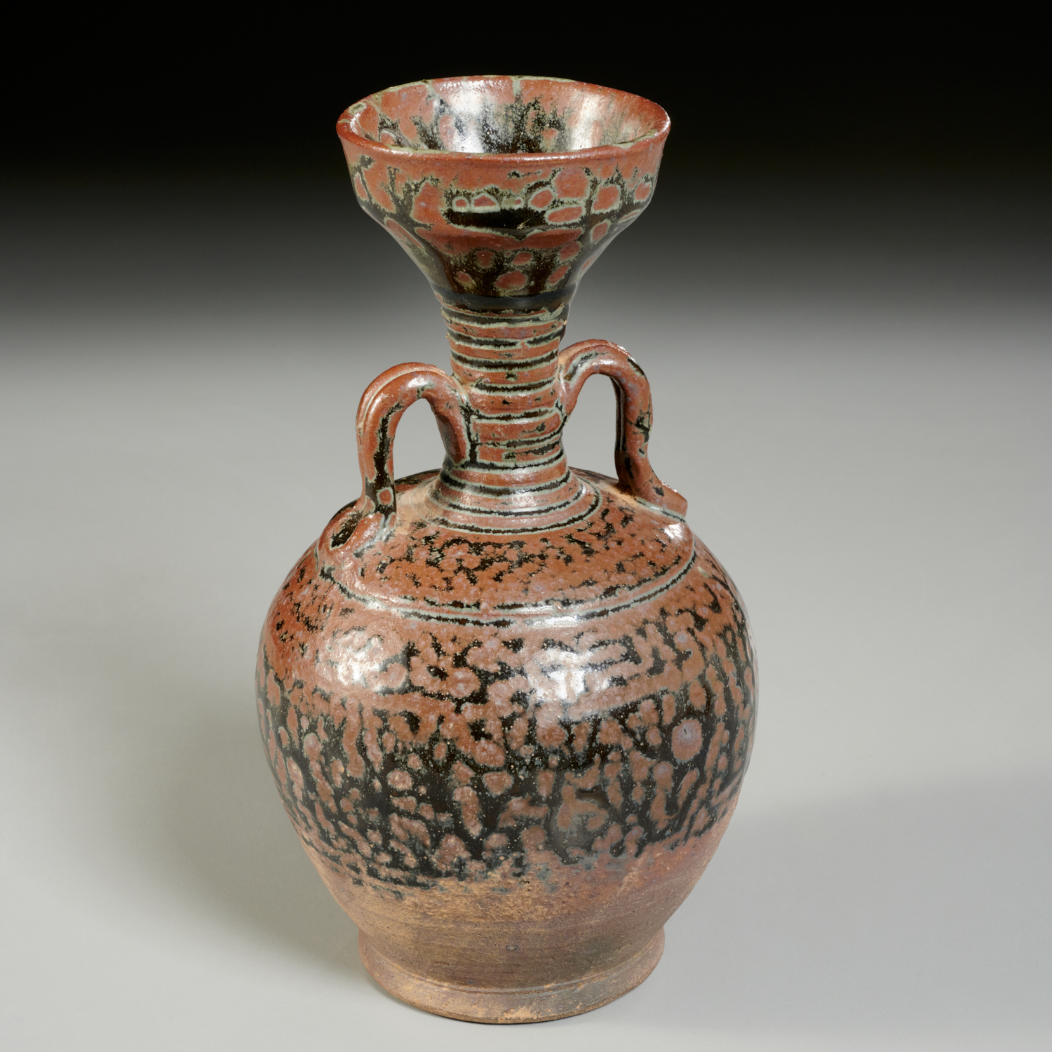 Appraisal: CHINESE BROWN AND OIL SPOT GLAZED AMPHORA Possibly Song Dynasty