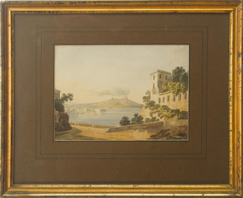 Appraisal: CONTINENTAL SCHOOL VIEW OF MT VESUVIUS Watercolor on paper unsigned