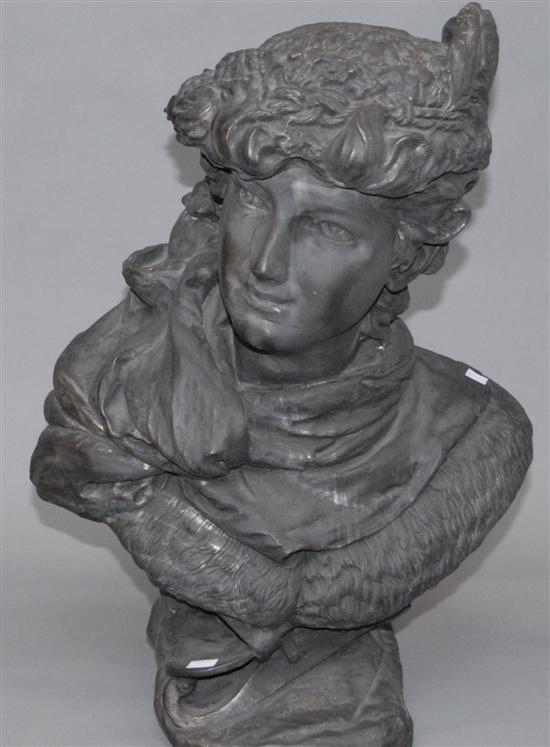 Appraisal: LATE TH C ZINC BUST OF FRONTIERSMAN Deaccessioned from a