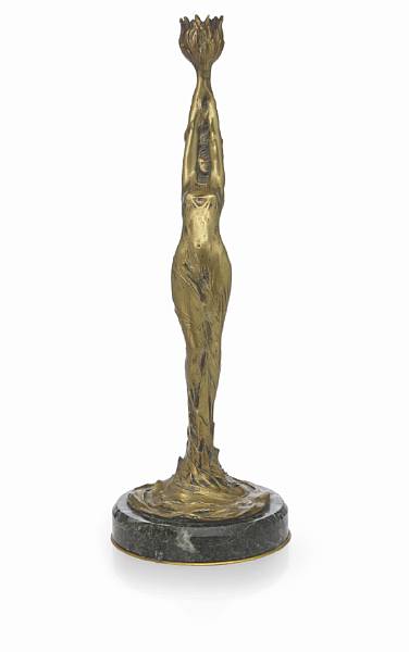 Appraisal: Firmin Bate French- wk 's figural candlestick circa gilt-bronze now