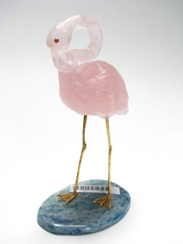 Appraisal: Pink Quartz Flamingo Artist Signed Erwin Klein dated '' tall