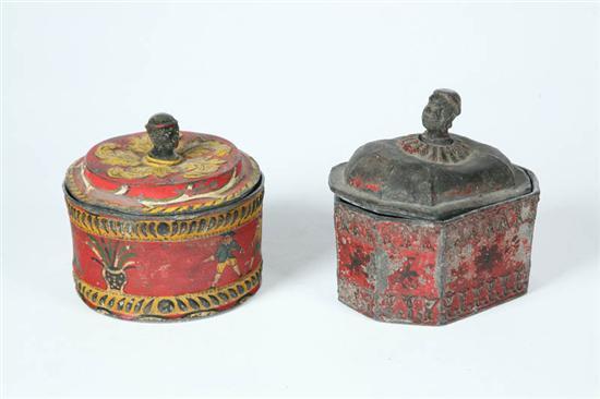 Appraisal: TWO TOBACCO BOXES American th century lead Both have African-American