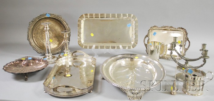 Appraisal: Approximately Sixteen Pieces of Silver Plated Hollowware including five platters