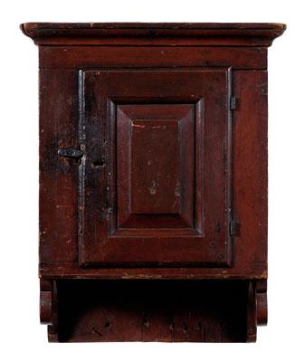 Appraisal: Diminutive New England hanging cupboard maple pine and poplar single