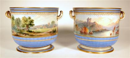 Appraisal: Pair of Minton blue ground porcelain cache pots late th