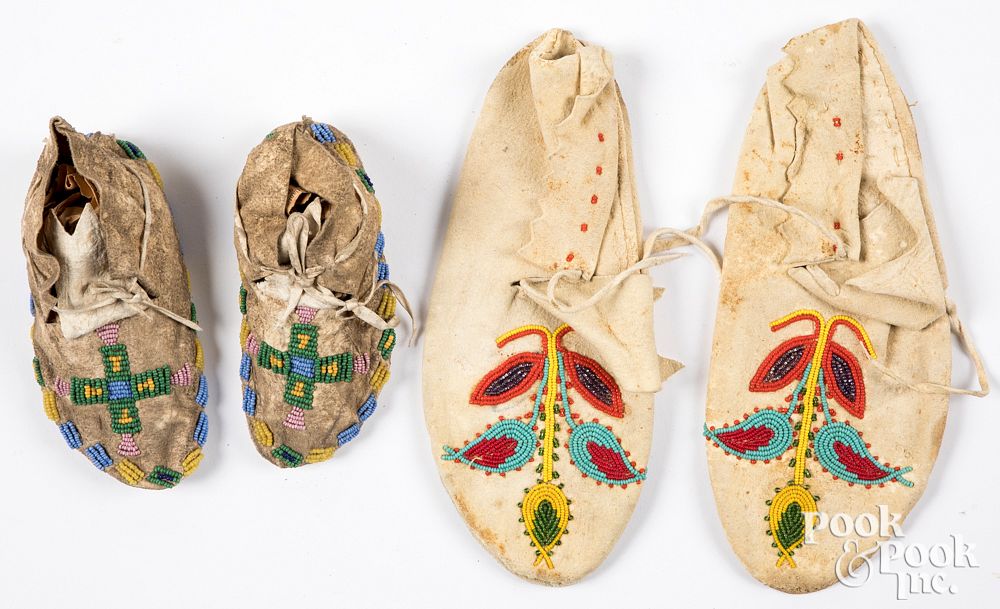 Appraisal: Pair of Cree Indian moccasins etc Pair of Cree Indian