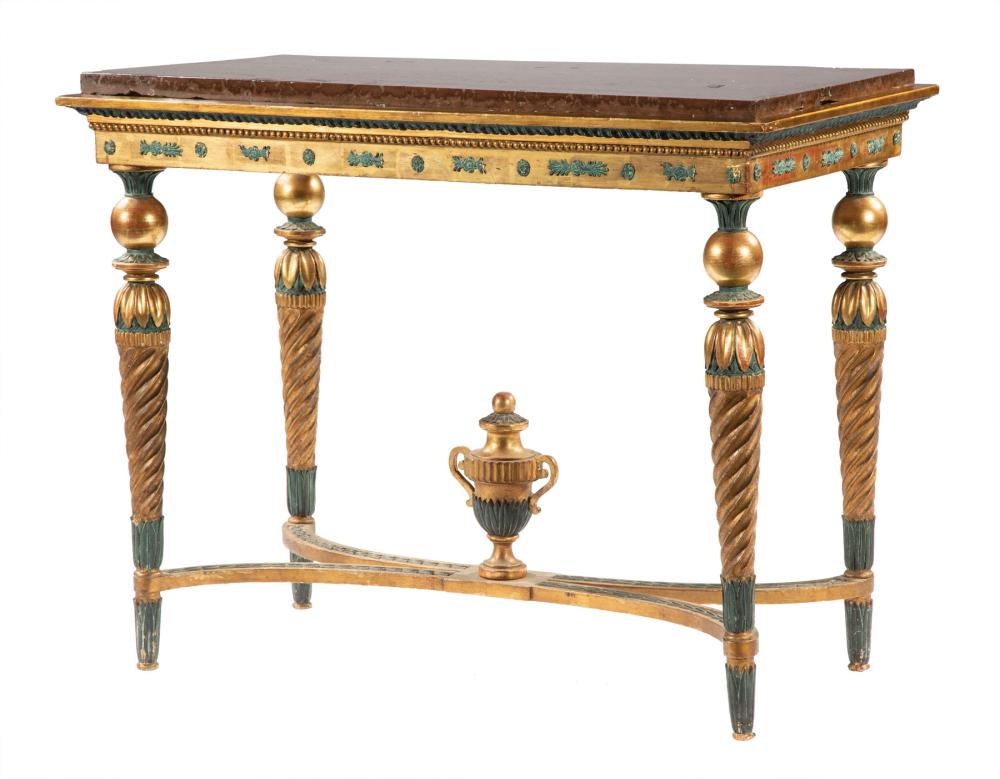 Appraisal: Swedish Verdigris and Parcel Gilt Center Table th c raised