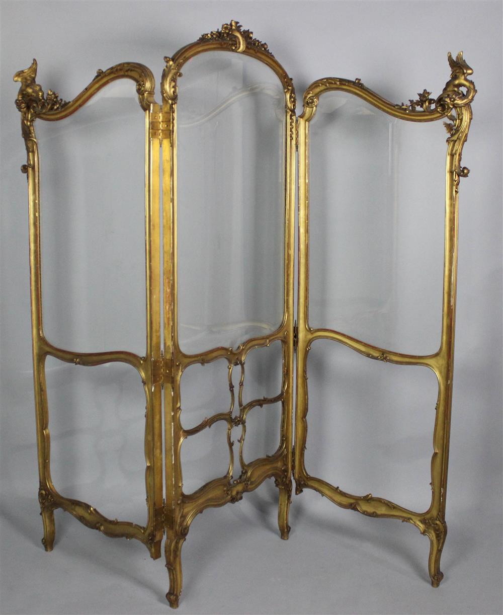 Appraisal: FRENCH THREE-PANEL CARVED AND GILTWOOD FLOOR OR DRESSING SCREEN in