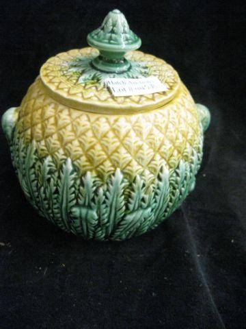 Appraisal: Majolica Covered Sugar Bowl califlower style