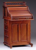 Appraisal: INTERESTING WALNUT ROLL TOP DAVENPORT DESK The top section having