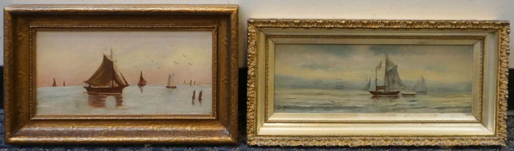 Appraisal: American School Early th Century Ships in Harbor Two Oils