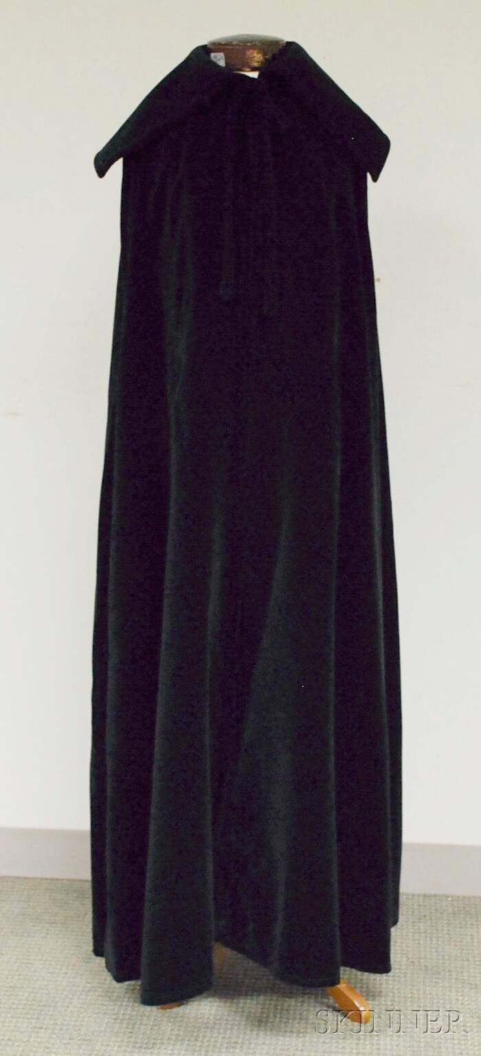 Appraisal: Harrods Black Velvet Silk-lined Opera Cape labeled lg in size