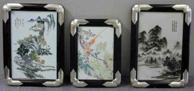 Appraisal: Group of Three Signed Chinese Porcelain Plaques From a Congers