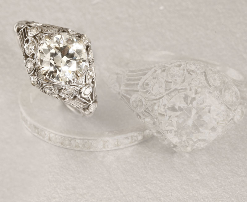 Appraisal: An Art Deco diamond wedding set An Art Deco diamond