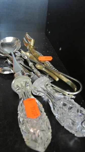 Appraisal: PAIR OF GLASS AND SILVER PLATE SALAD SERVER AND OTHER